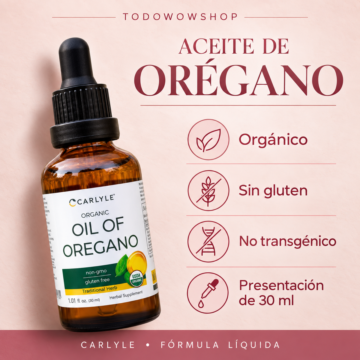 Aceite de Orégano Orgánico Carlyle 2X1🌿
