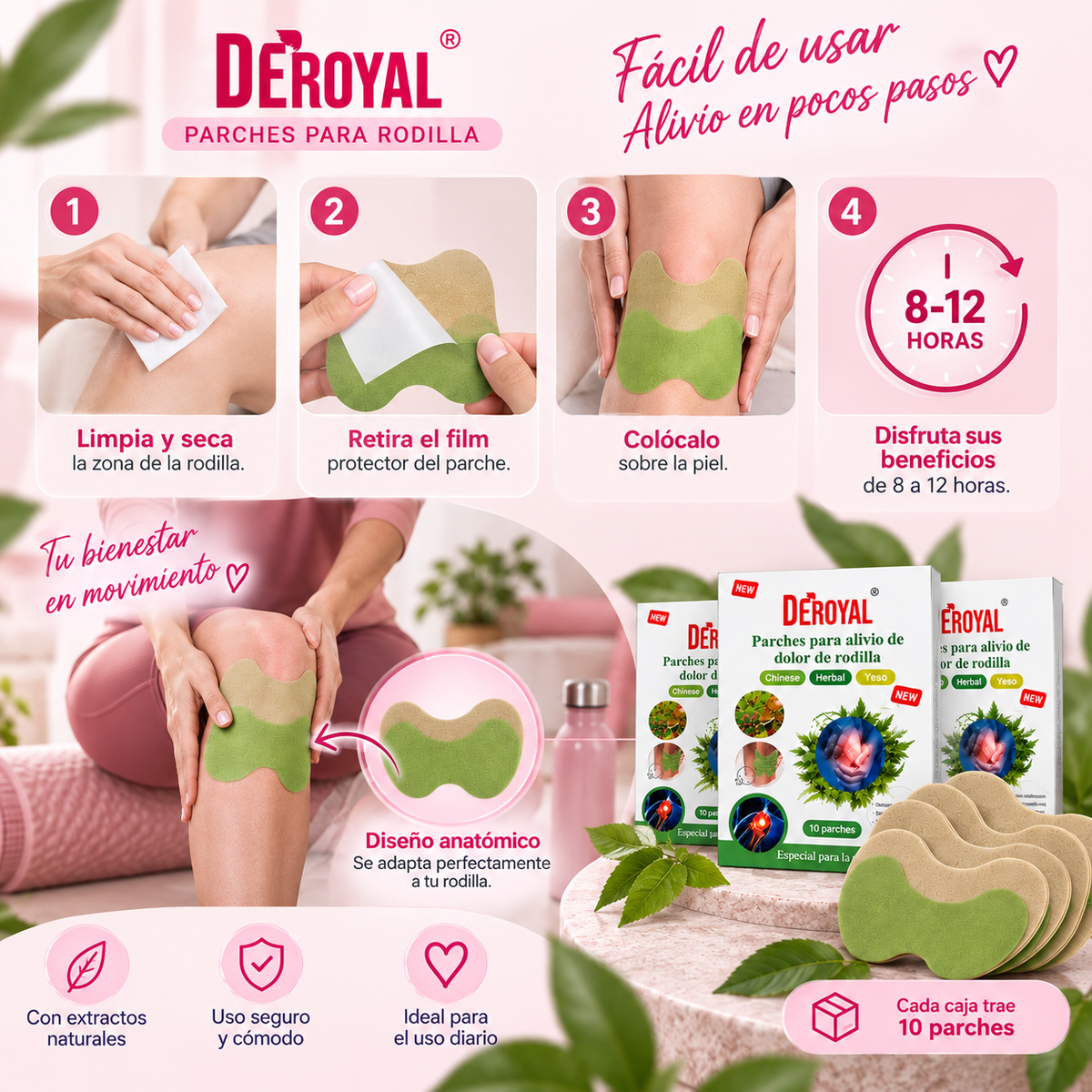 Parches Anti Dolor Rodilla 3X1 Deroyal
